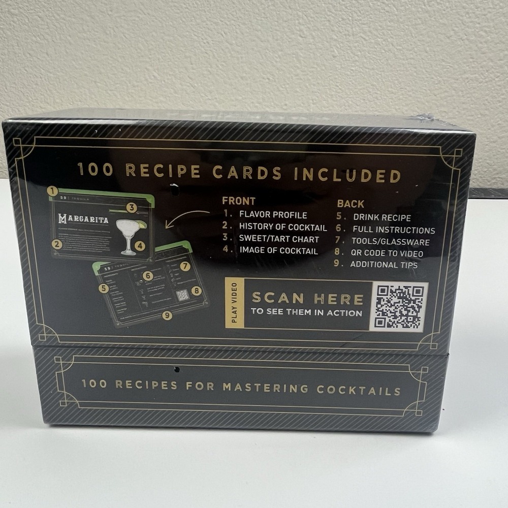 100 Cocktail Recipes to Master Cocktails in Bartender Cards NIB - Picture 4 of 7